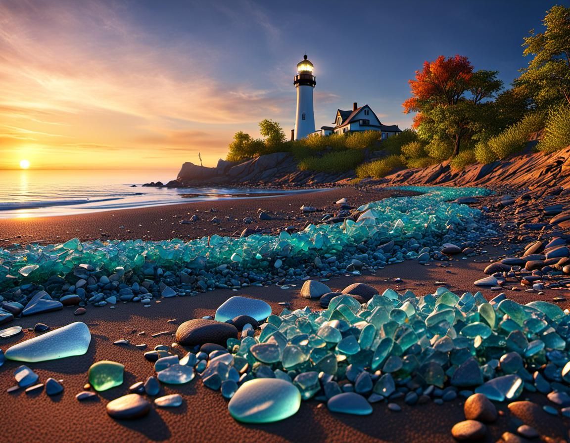 Erie Beach Sea Glass at Sunset