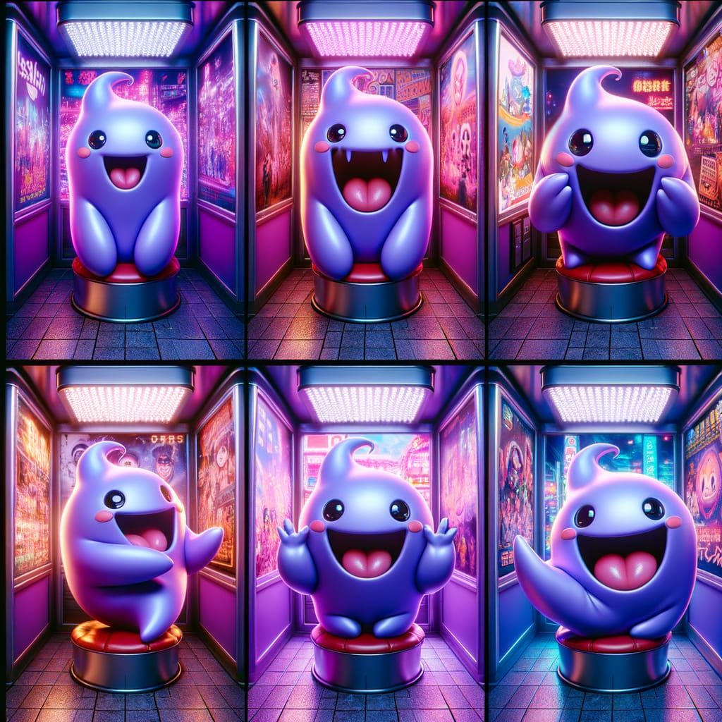 Mischievous Ghost in a Neon Photo Booth