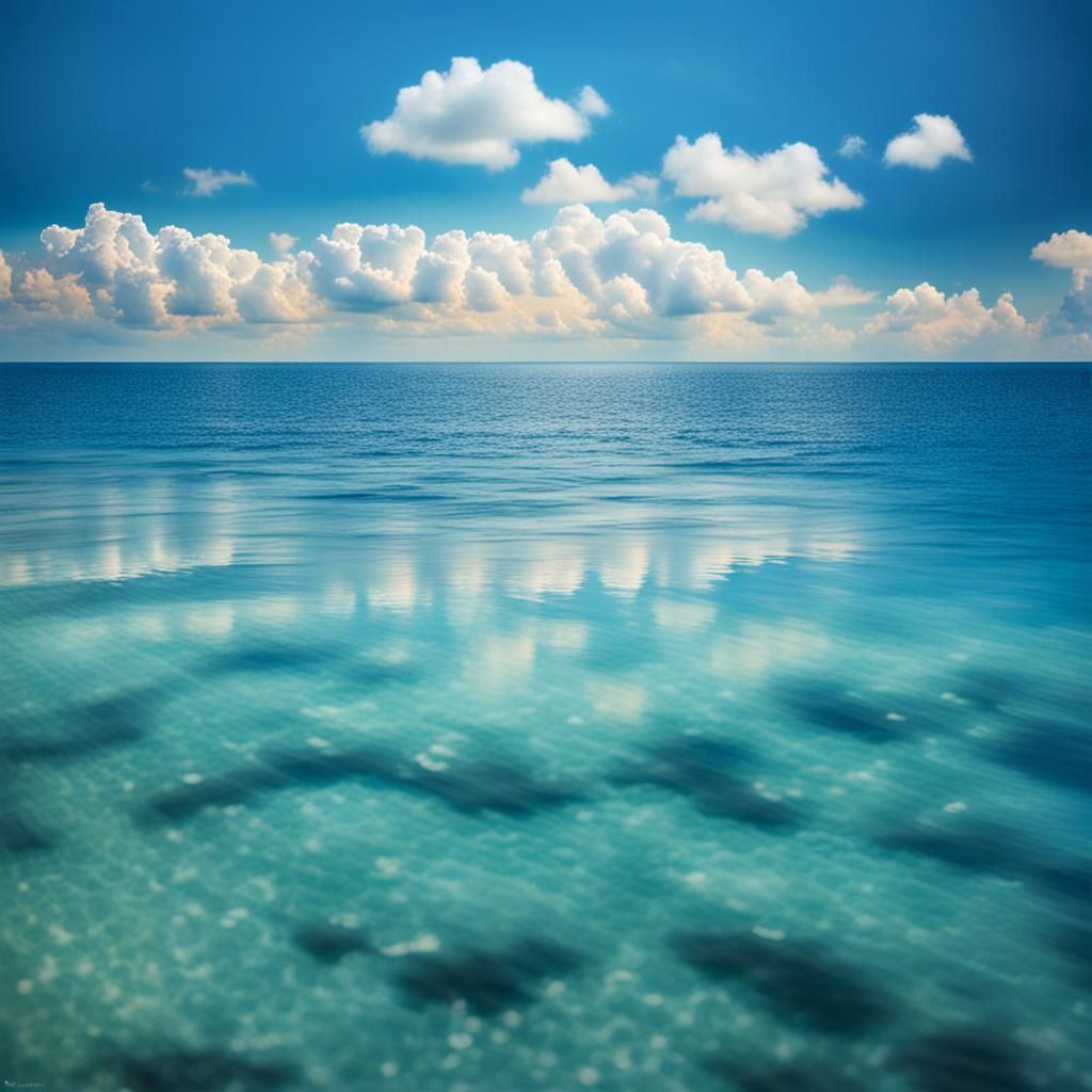 Blue Sky Meets Blue Sea: A Tranquil Coastal Photo