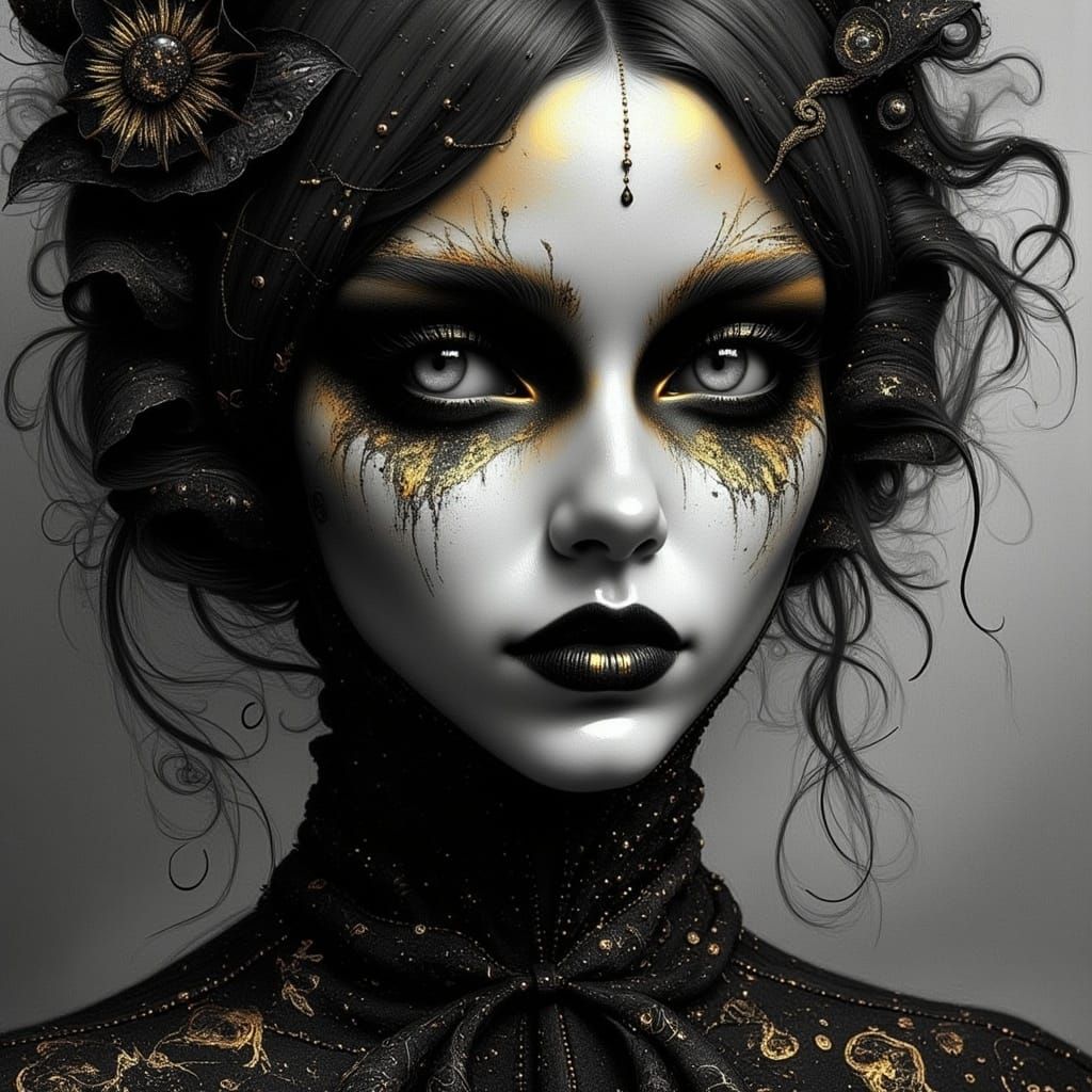 Gothic Woman with Filigree, Dramatic Lighting