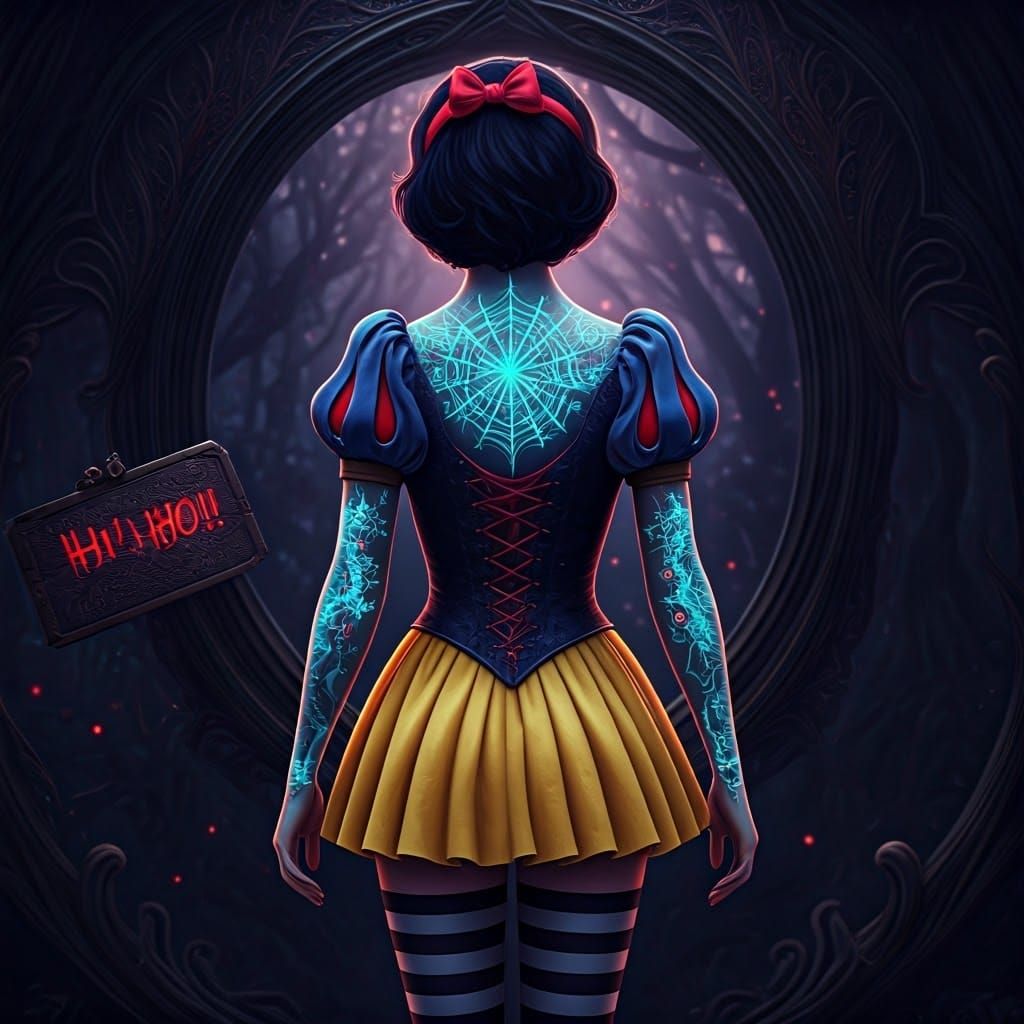 Gothic Snow White in Dark Fantasy Wonderland