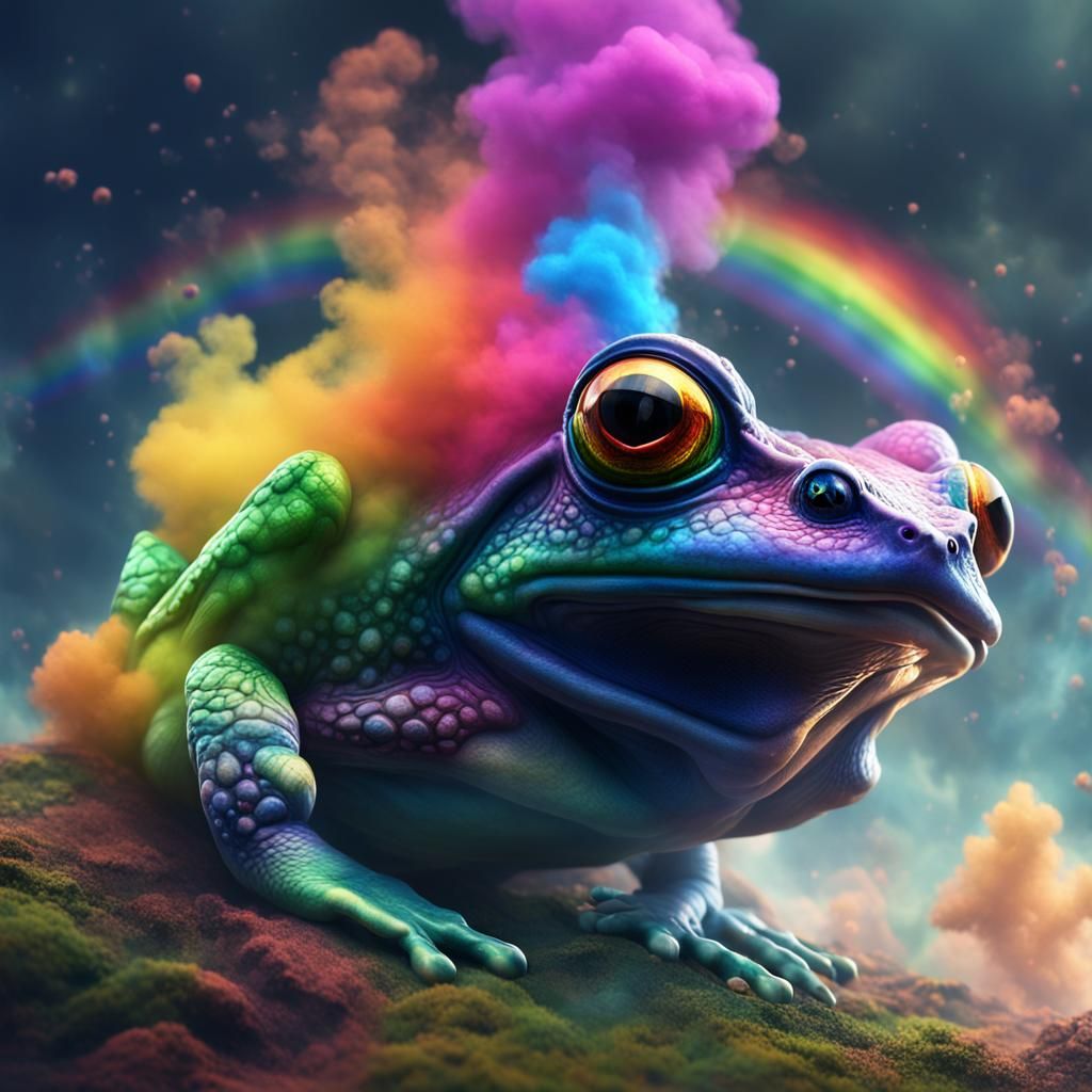 Rainbow Smoke Frog: Detailed Matte Painting