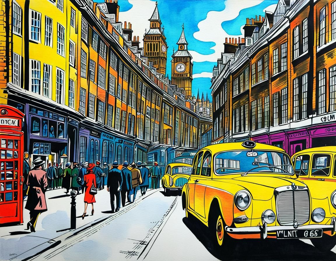 London 1965: Psychedelic Watercolor Masterpiece