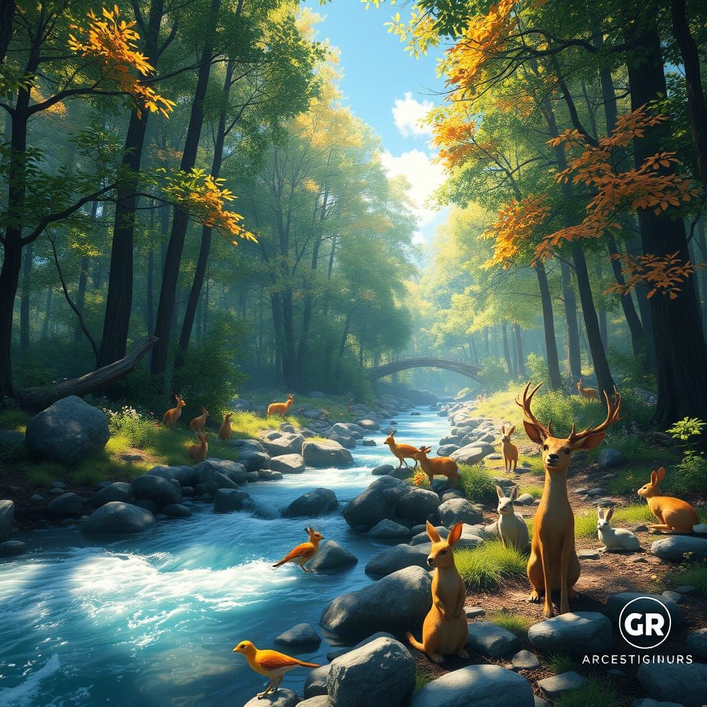 Serene Summer Forest Oasis in Vibrant 3D Anime Style