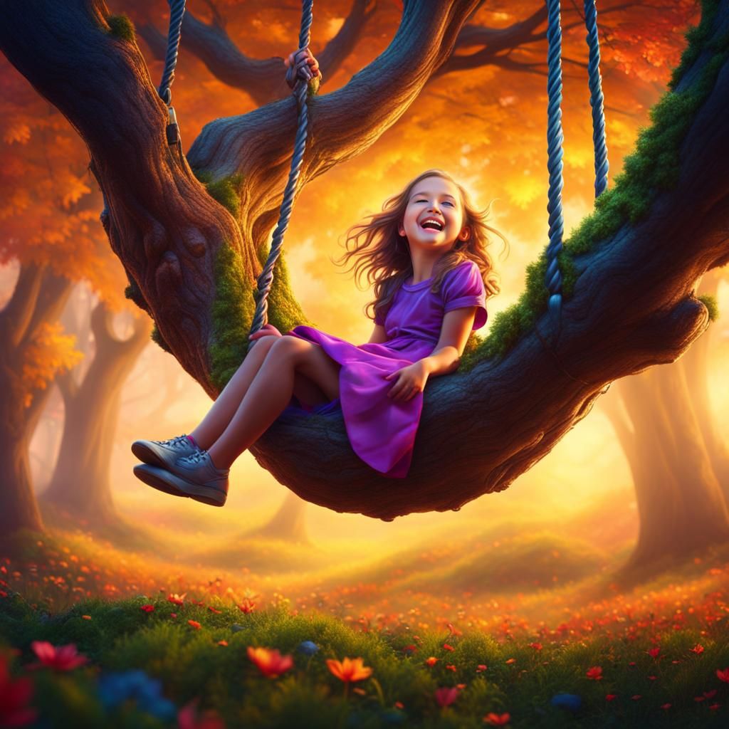 Girl on Tree Swing: Digital Matte Painting