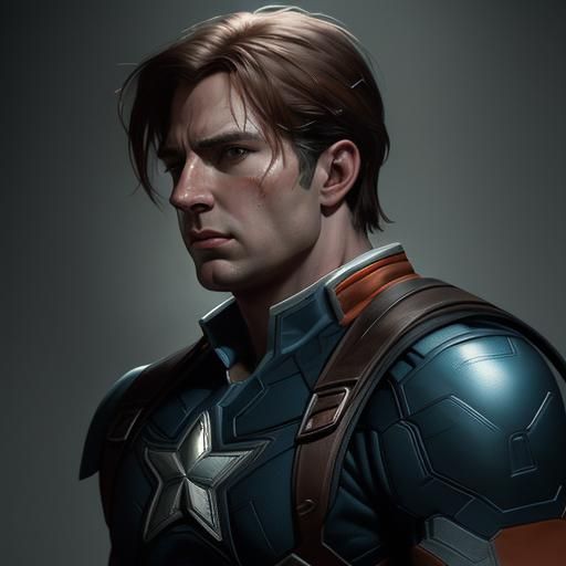 Captain America Portrait in Neoclassical Style