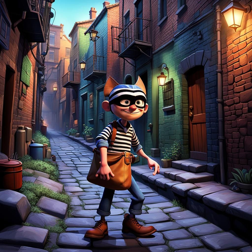 Pixar Superagent Stealth Chase in Colorful 3D Art