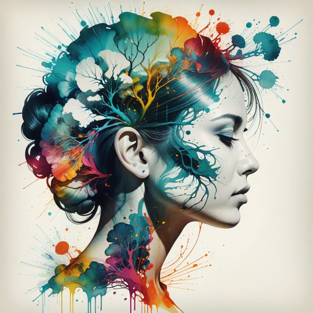 Double Exposure Portrait with MRI Scan, Alberto Seveso Style