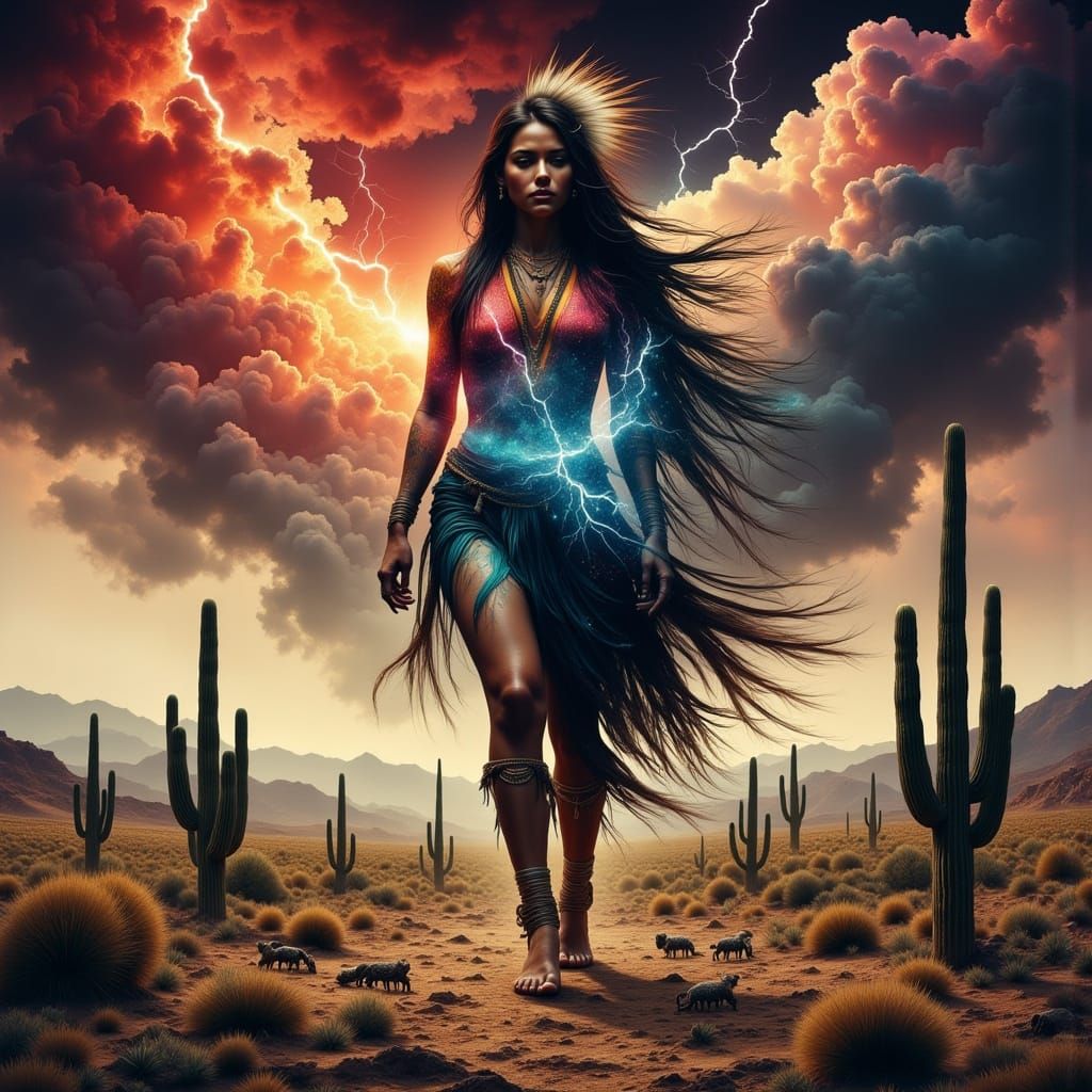 Ethereal Goddess Rides Desert Storm