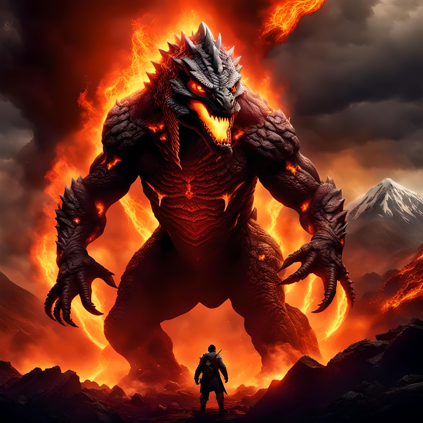 Epic Volcanic Dinosaur Monster Breathing Fire