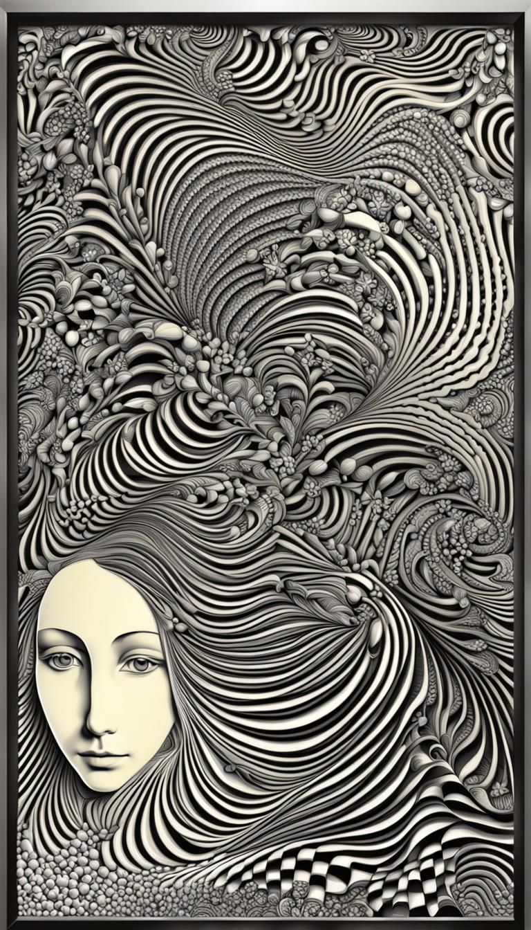 Abstract Mona Lisa with Fractal and Zentangle Elements