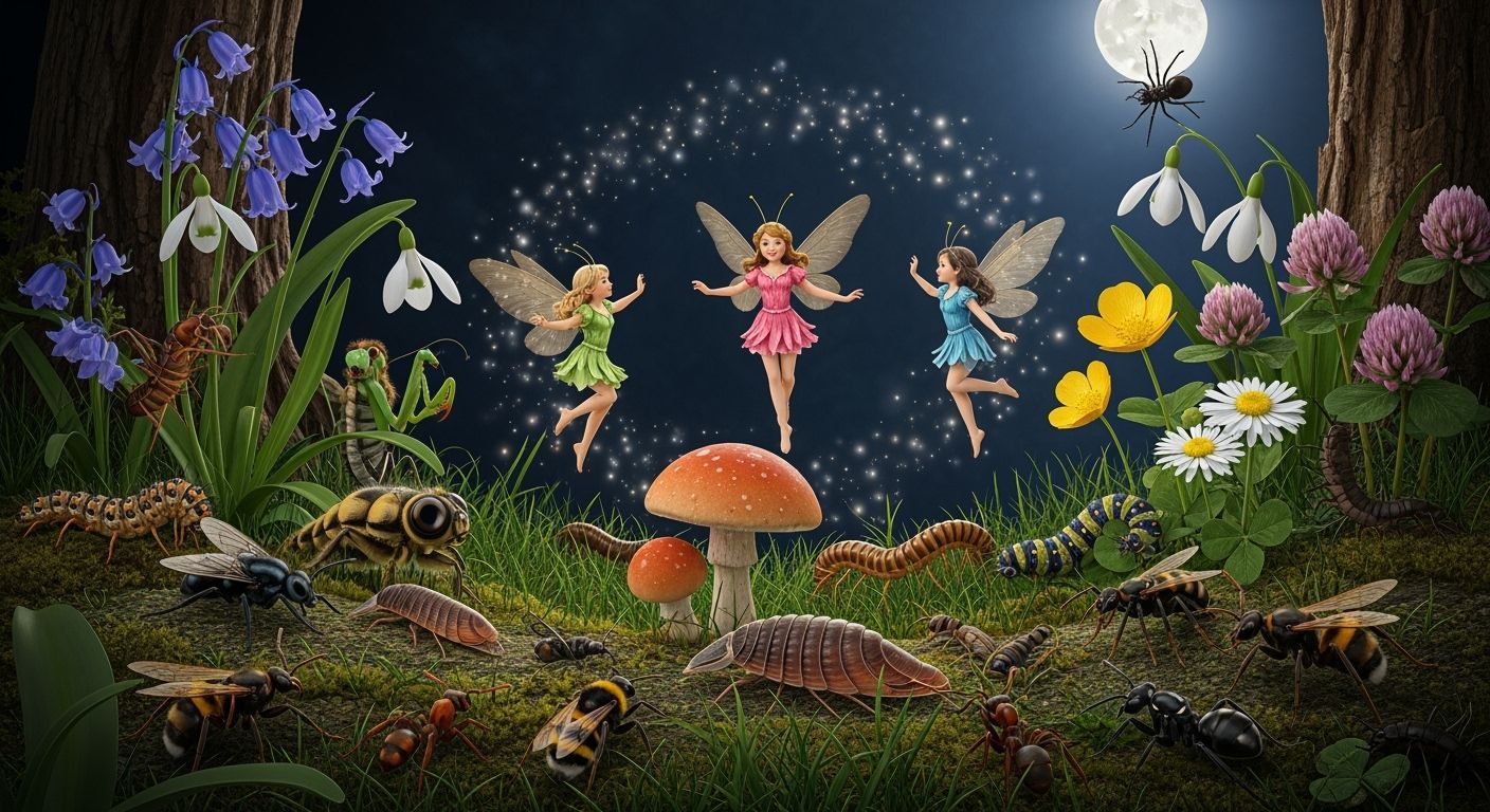 Dancing Fairies in Moonlit Woodland, Ultra-Realistic Paintin...