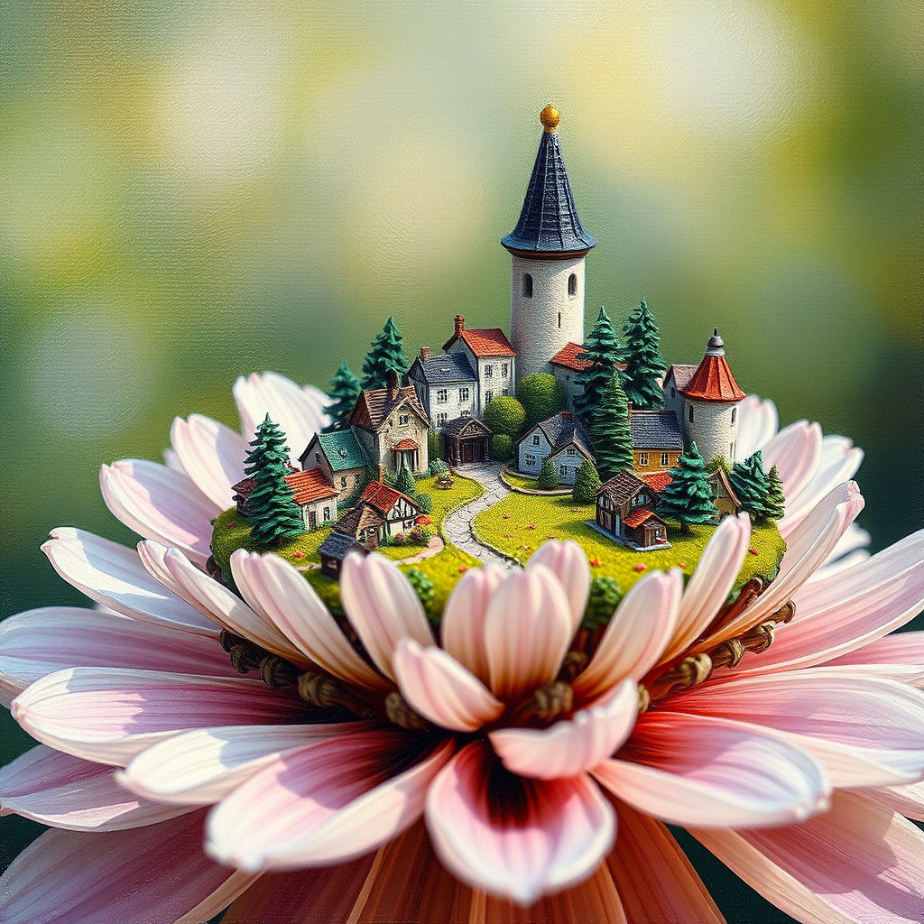 macro photography of a miniature little village on top of a ...