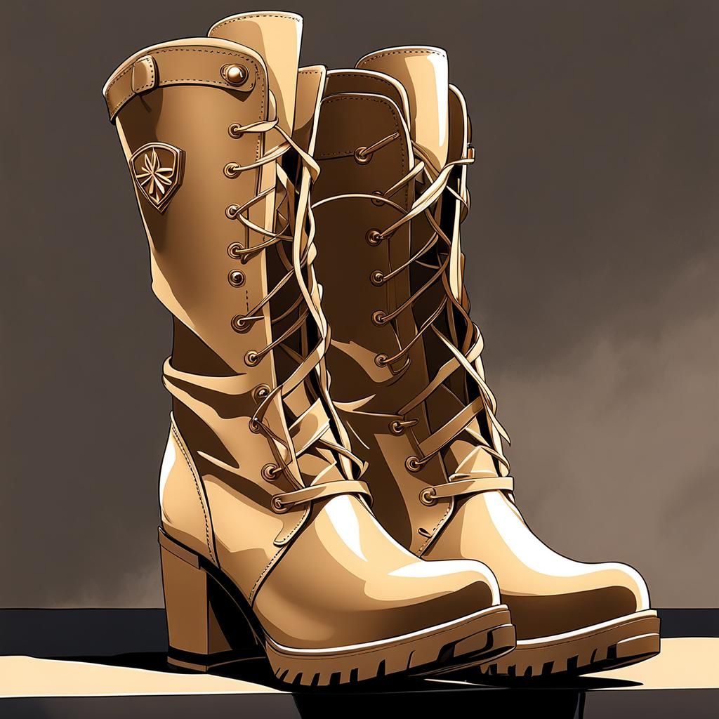 Beige Boots in Anime Key Visual Style