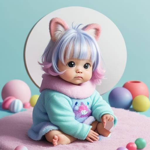 Cutepunk Baby Gatpa Portrait in Toy Room