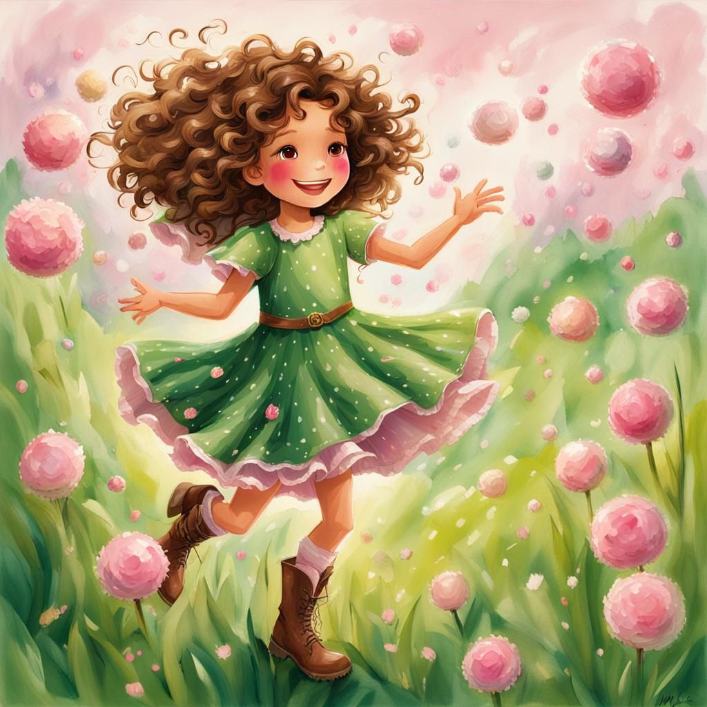 Girl Dancing in a Field of Flowers