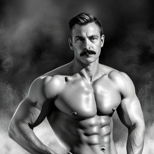 80s Bodybuilder in Bar: Detailed Matte Painting