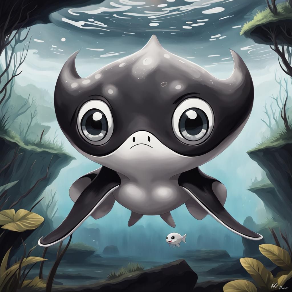 Friendly Ghost-Stingray in Pokémon Style