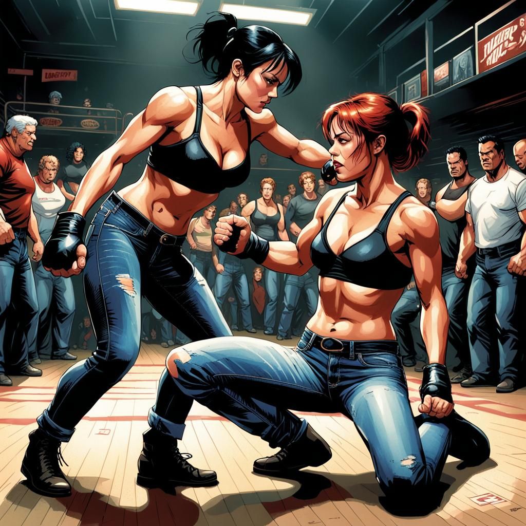 Women's Fight Club Knockout in Comic Book Style