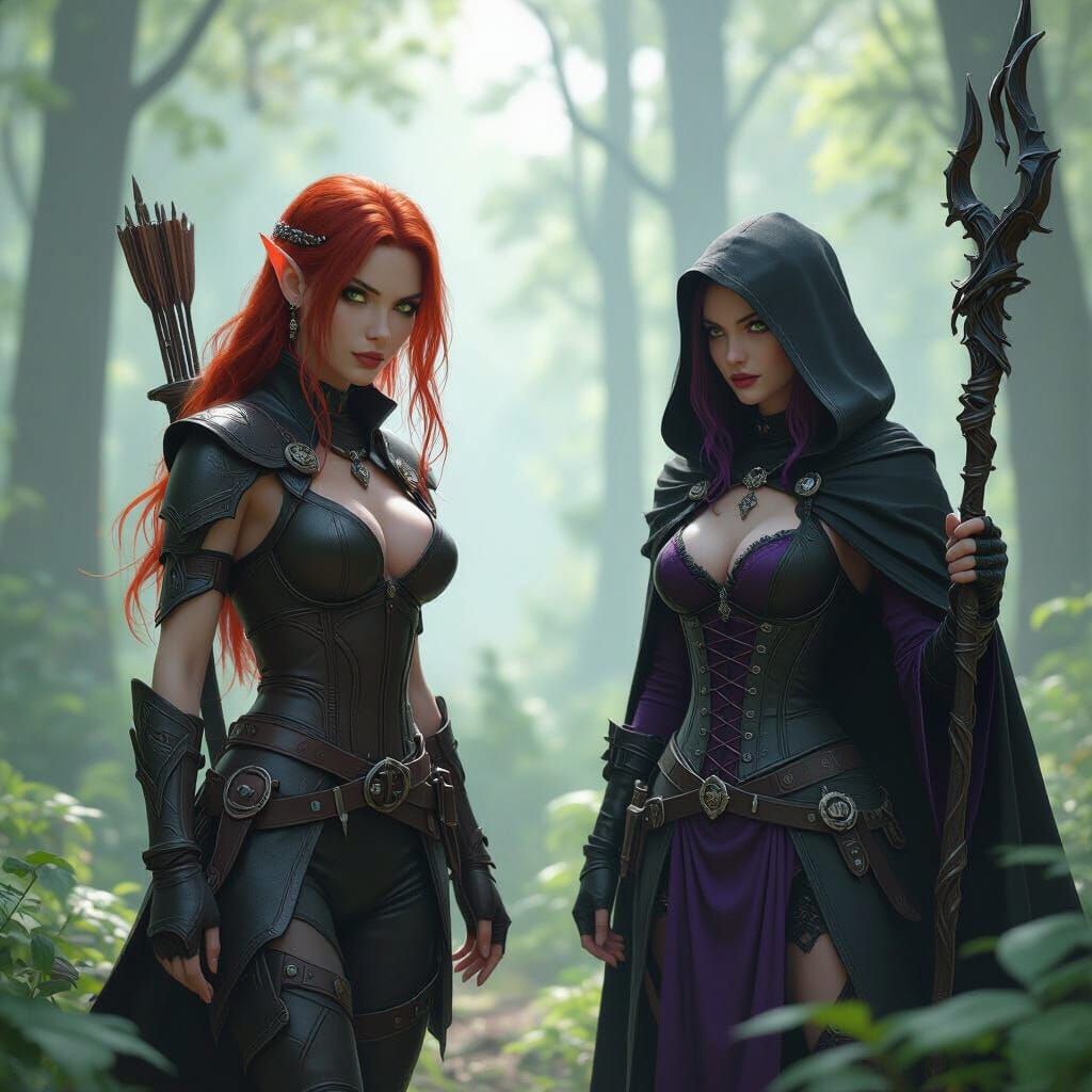 Elf Scout and Sorceress Track Monster: 3D Game Cinematic