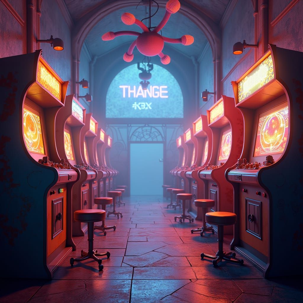 Dreamlike Vintage Arcade in Fantasy Style