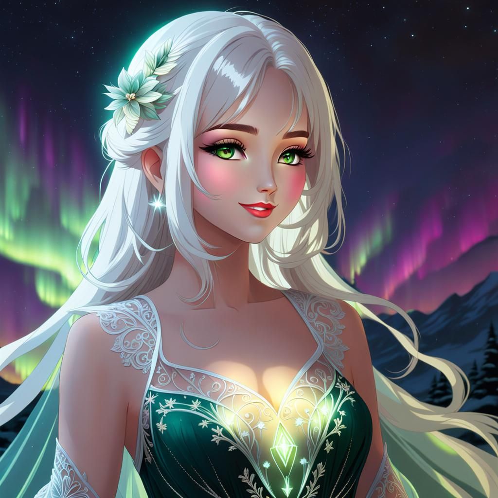 Divine Feminine Goddess in Bioluminescent Forest