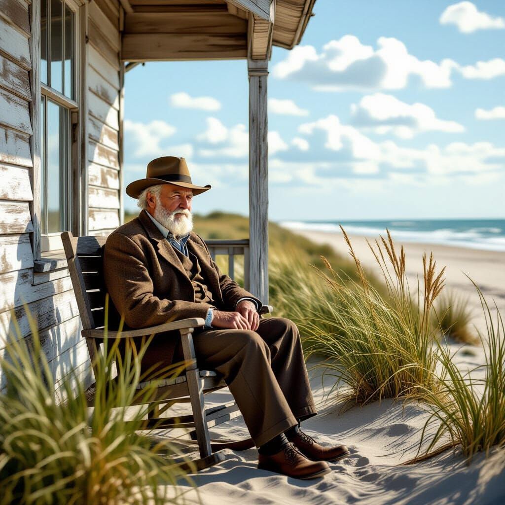 Coastal Portrait of an Elderly Man in Golden Light