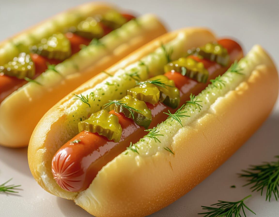 Dill Pickle Hotdog Buns: A Photorealistic Close-Up