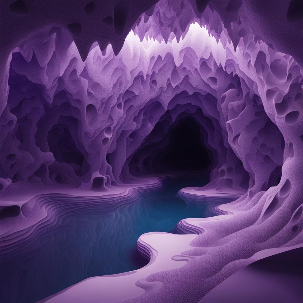 Luminescent Amethyst Cave with Fractal Elements