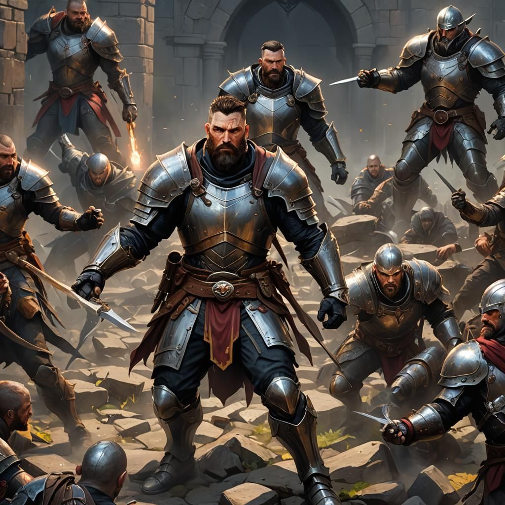 Heroic Fighter Concept Art in Dark Fantasy Style