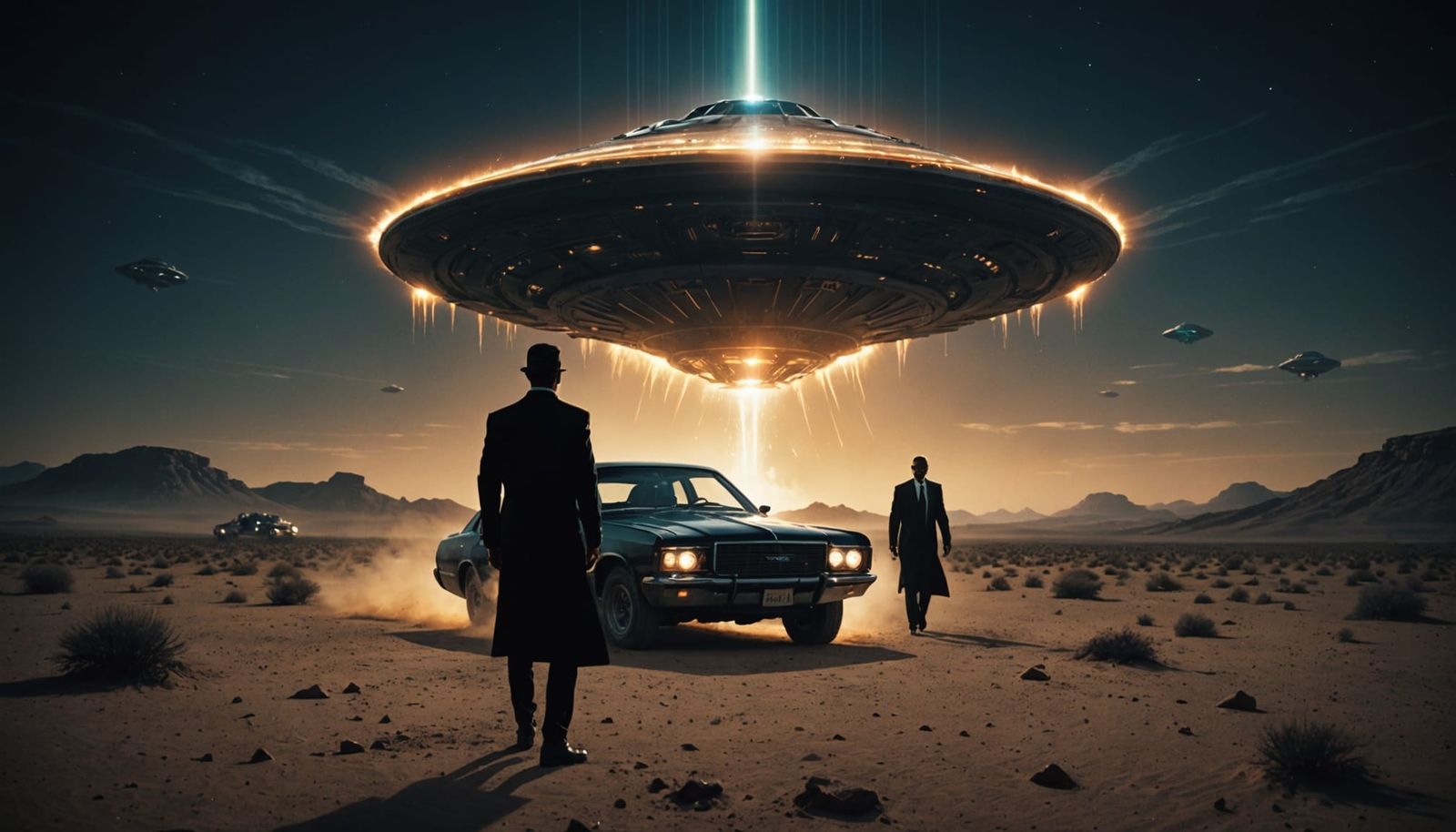 Men in Black Agent Confronts Glowing UFO in Desert