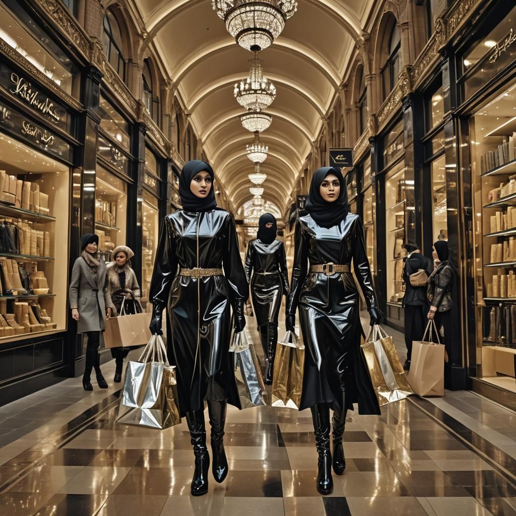 Muslim Women Shopping in Harrods: Digital Matte Painting