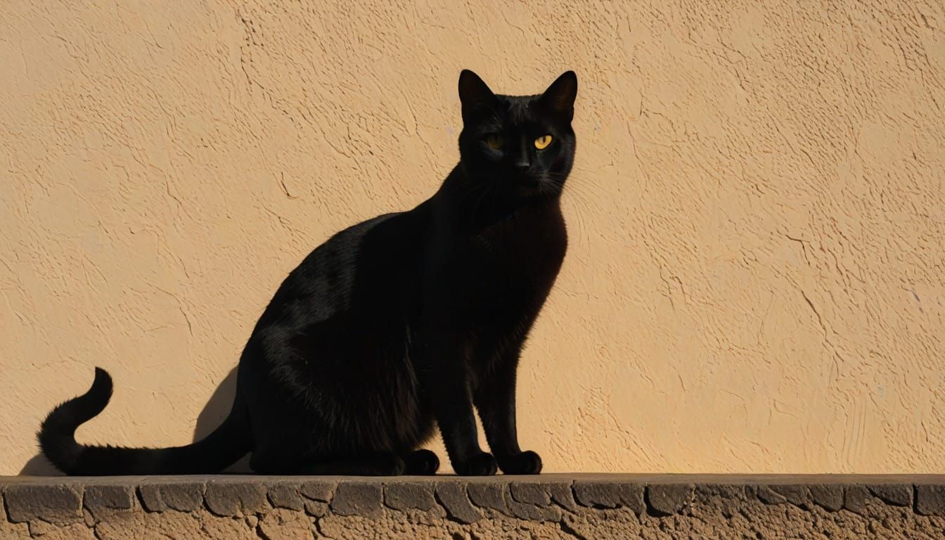 Surreal Silhouette of a Cat on a Wall in Moody Art