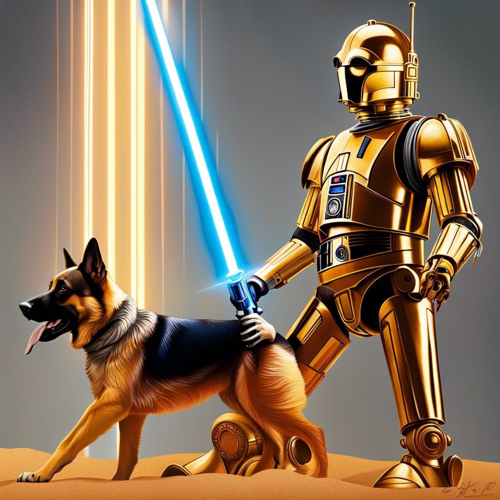 German Shepherd Jedi Dog in Star Wars Battle