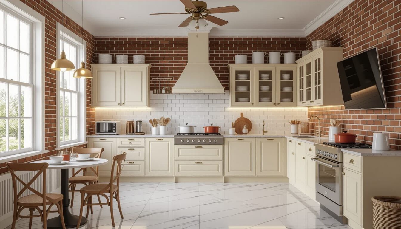 Vibrant Victorian Kitchen with Modern Appliances