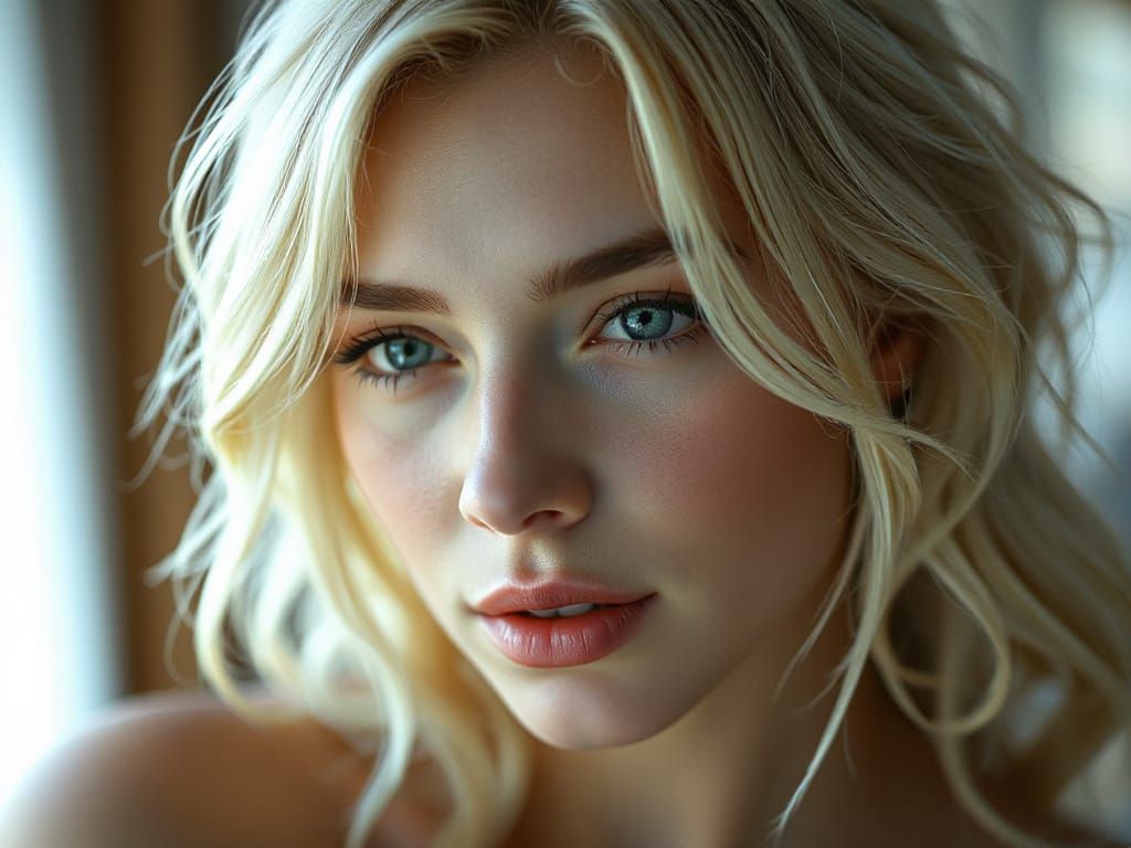 Porcelain Beauty: A Hyperrealistic Portrait