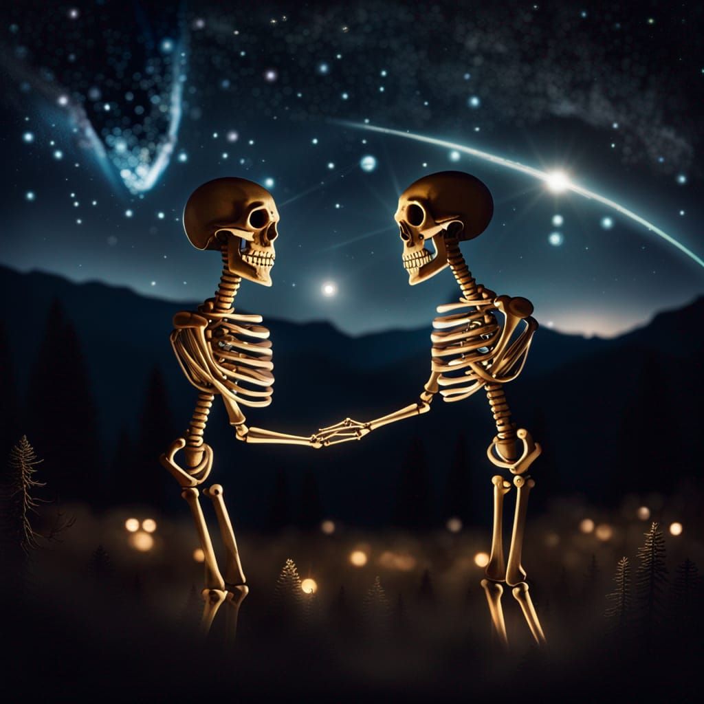 Bony fingers entwined