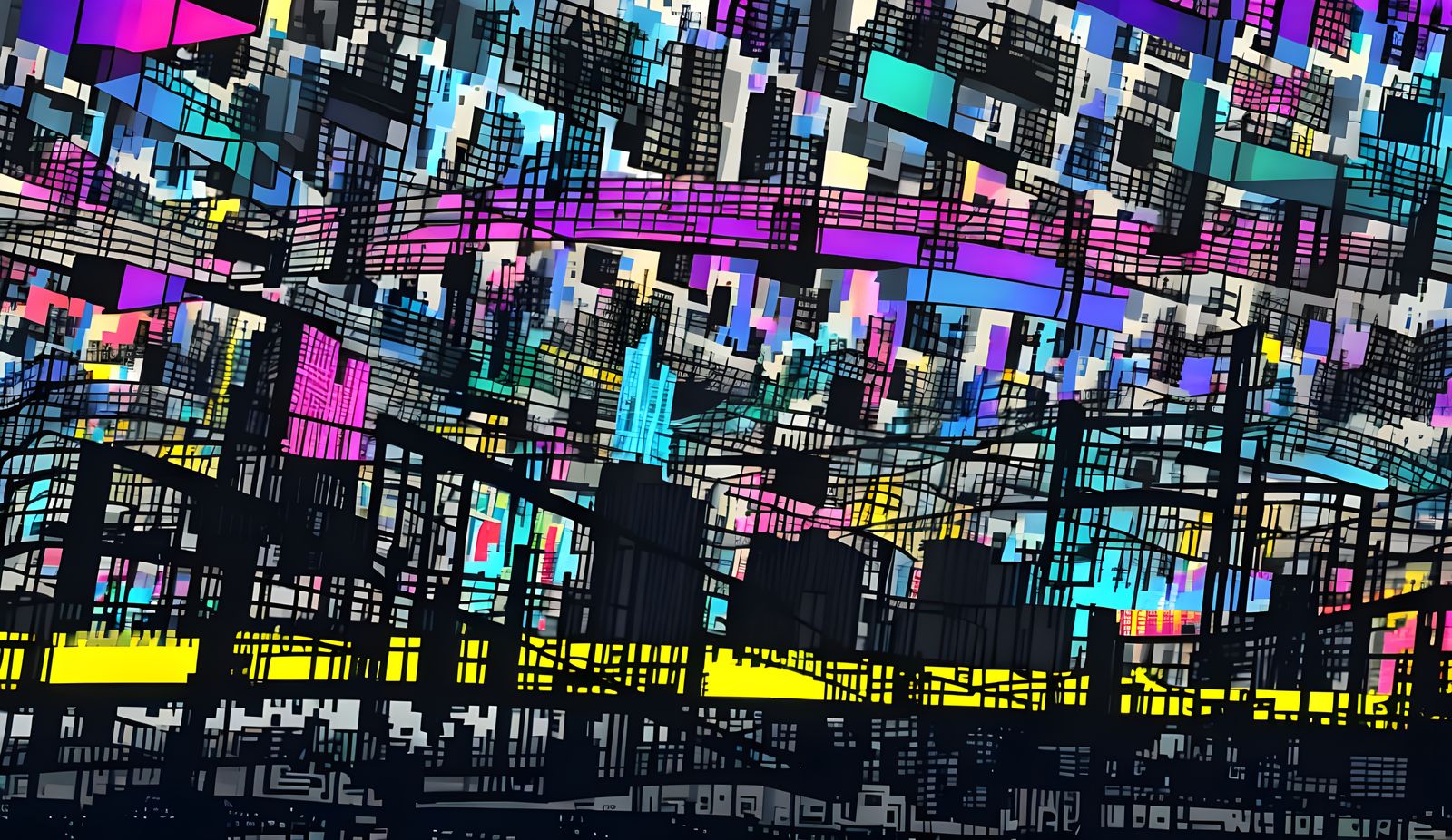 Fairy on City Bridge in Pixel Art Style