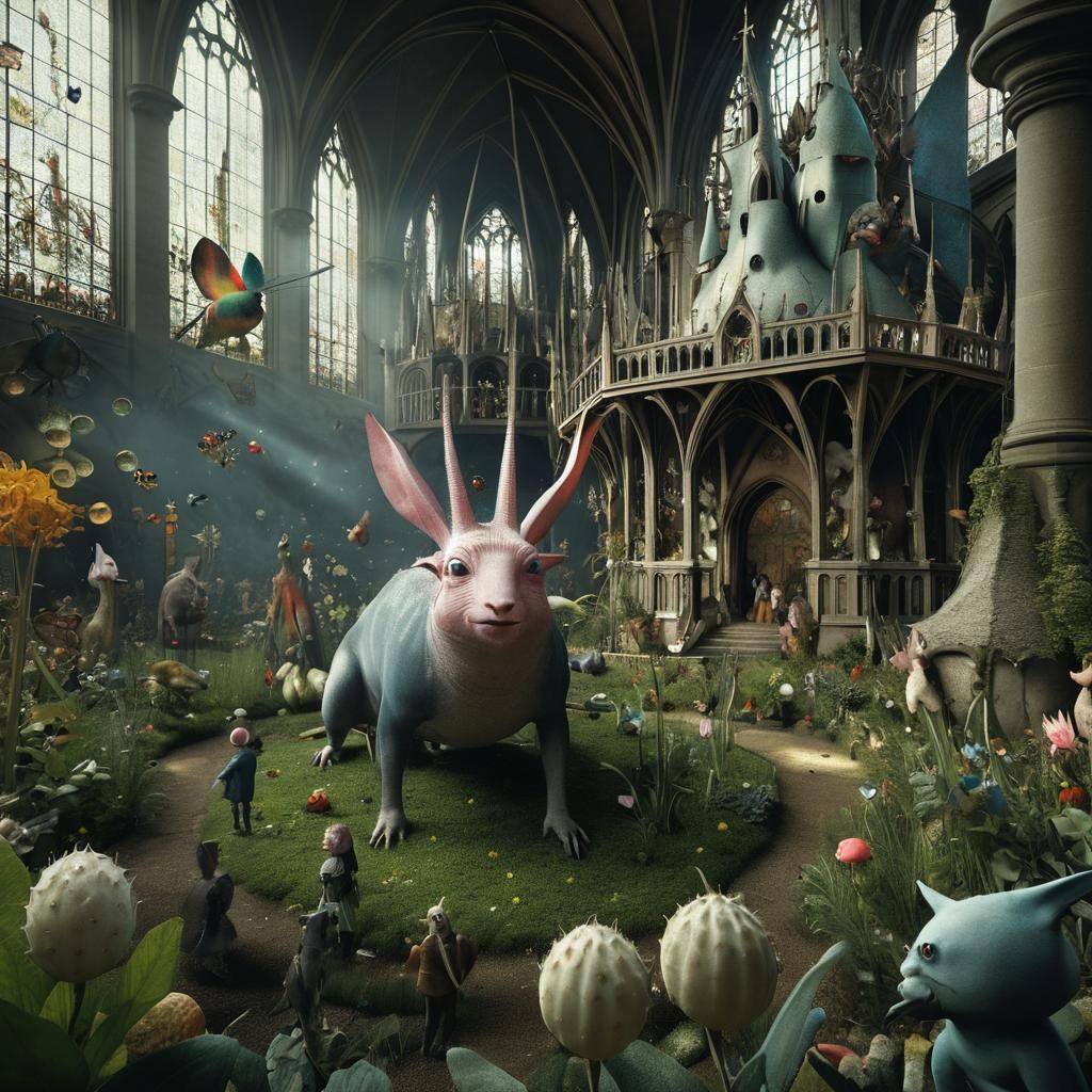 Bosch-Inspired Figures Populate an Old Church