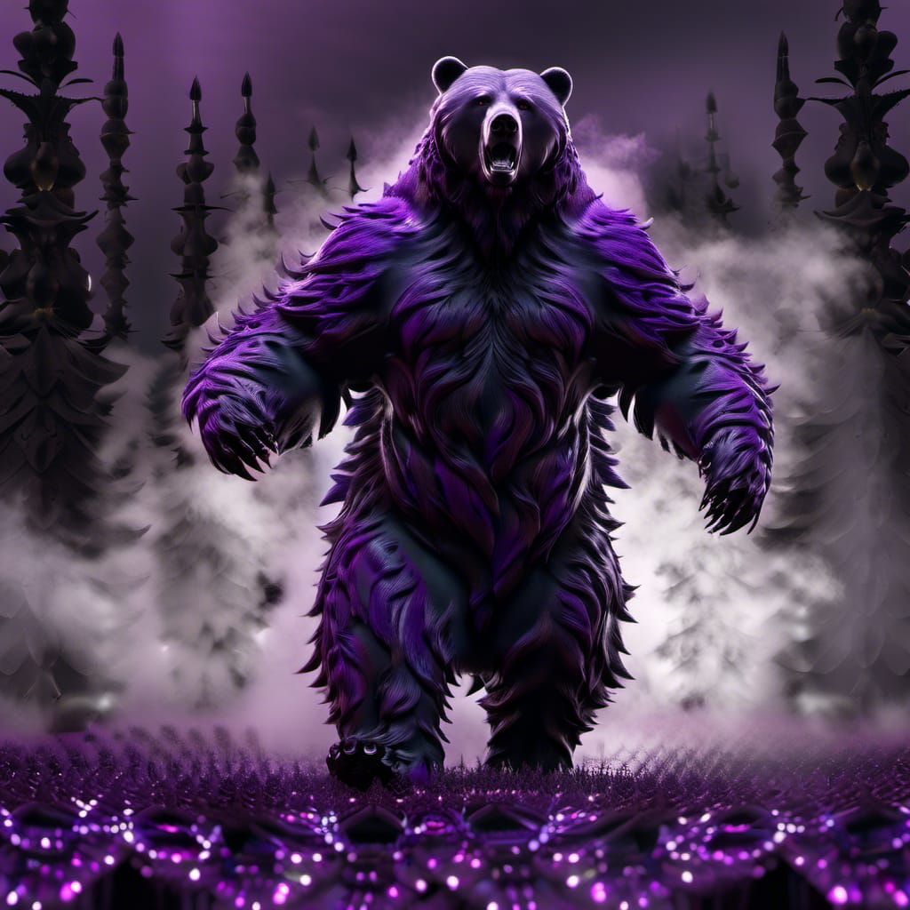 Gothic Dire Bear in Dark Surrealism, Ink Fur