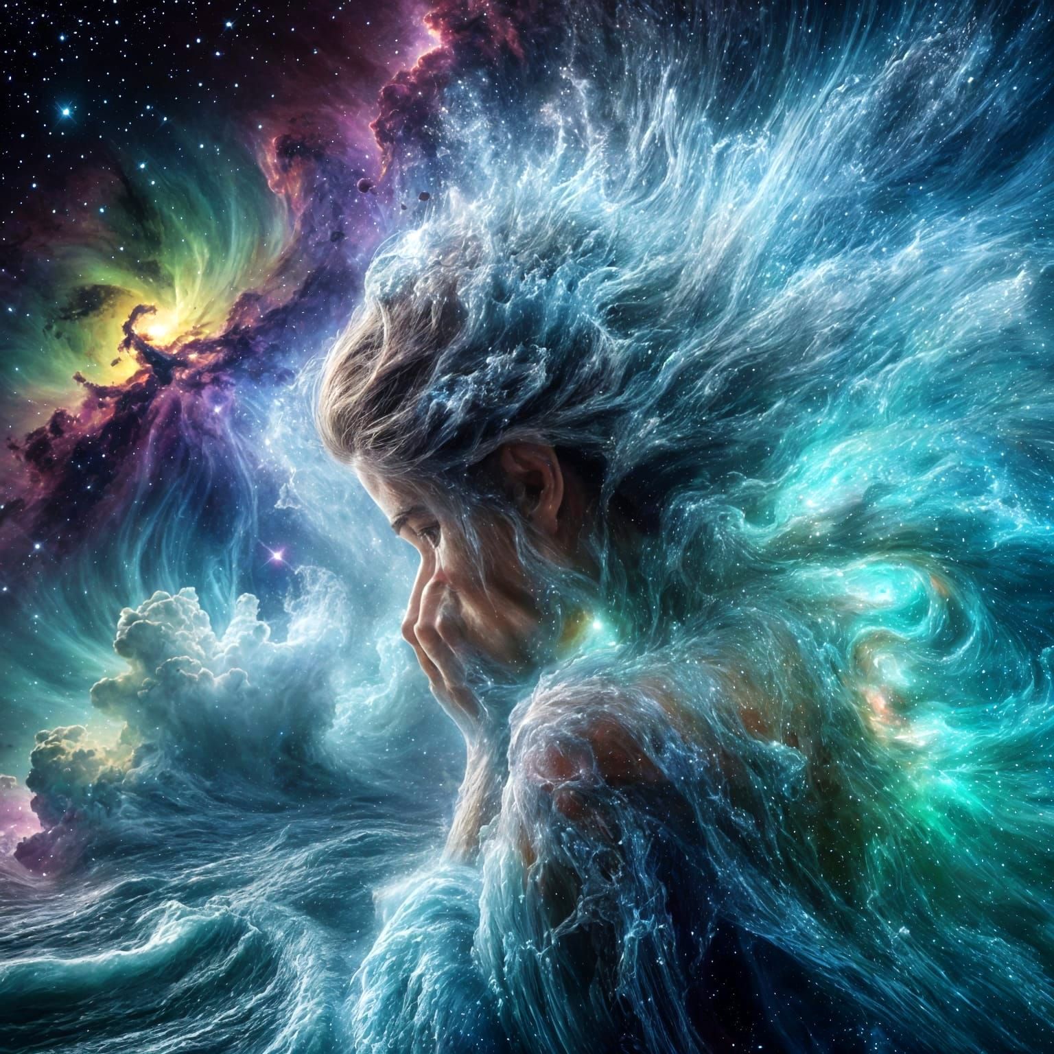 Detailed 64k Render of a Colorful Space Nebula