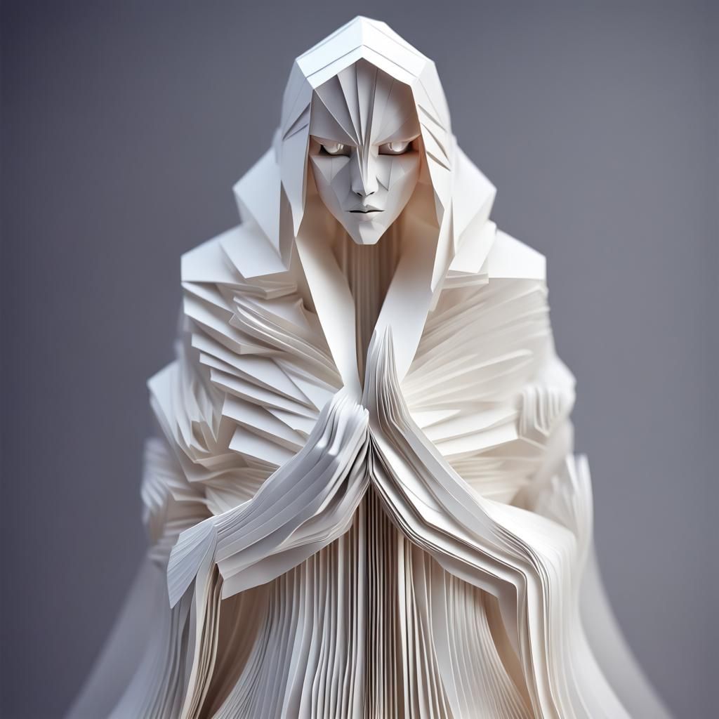 Detailed Origami Ghost Woman Papercraft
