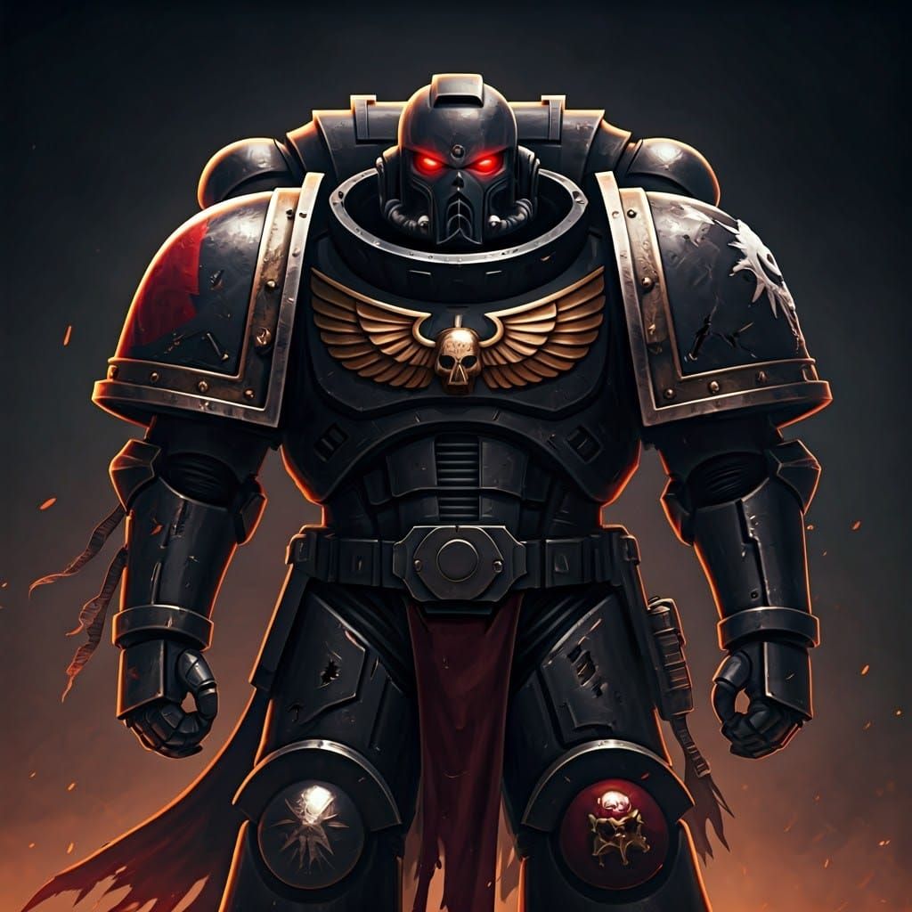 Warhammer 40k Space Marine in Dramatic Black and Red Armor