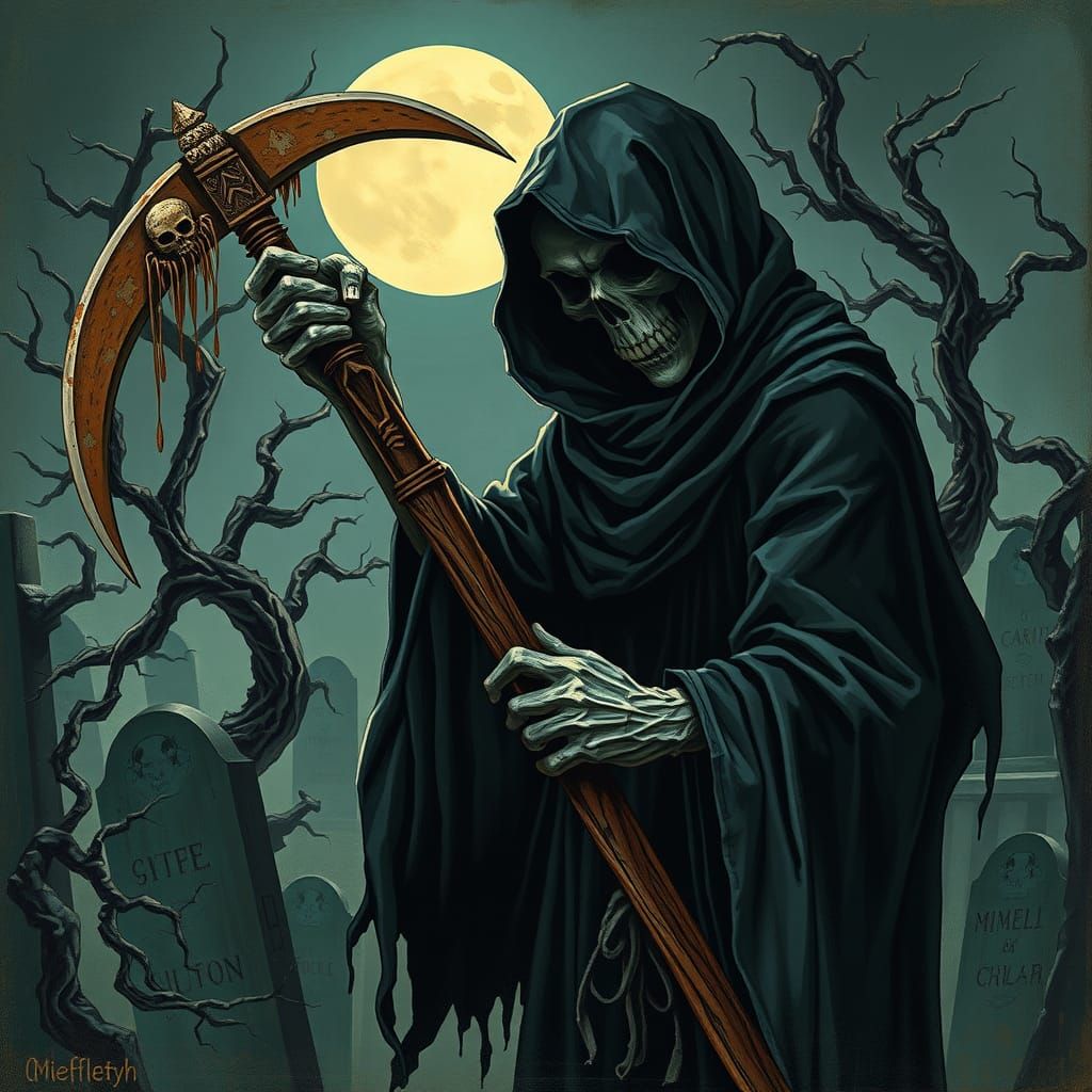Grim Reaper in Gothic Surrealist Style