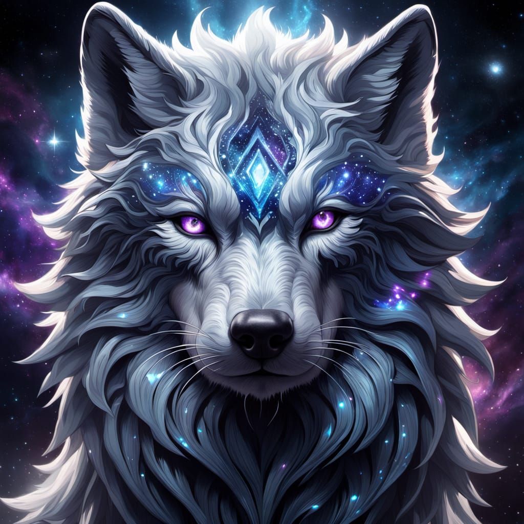 Galaxy Wolf in Dark Fantasy Art