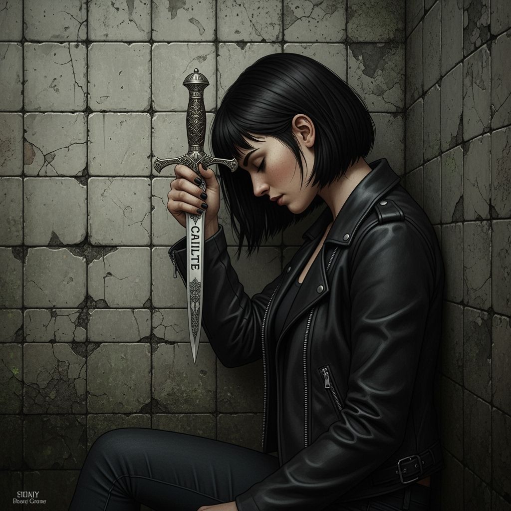 Woman with Dagger in Gothic Style