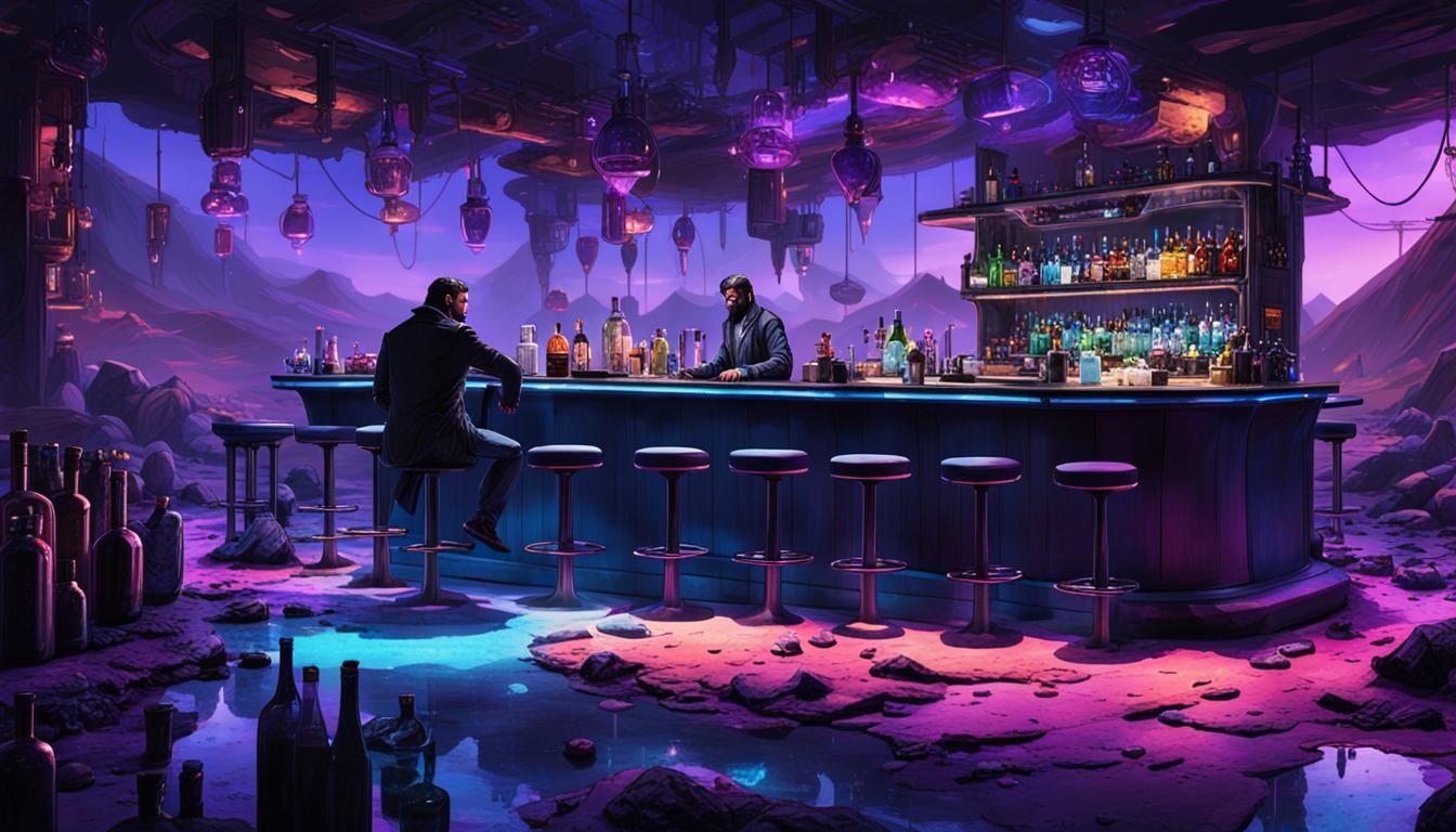 Neo-Gothic Bar in Apocalyptic Landscape: Octane Render