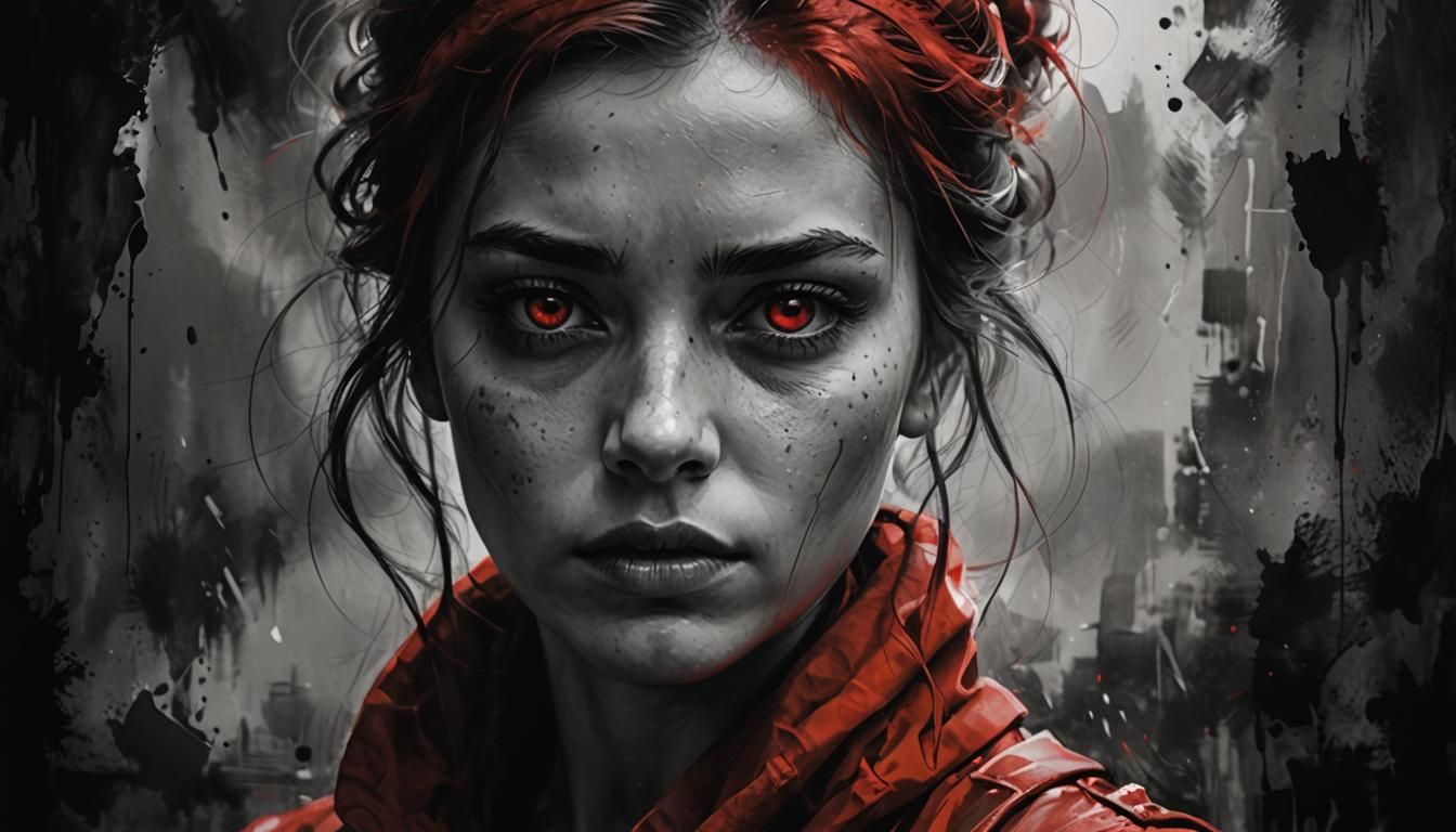 Monochromatic Red Portrait of a Girl