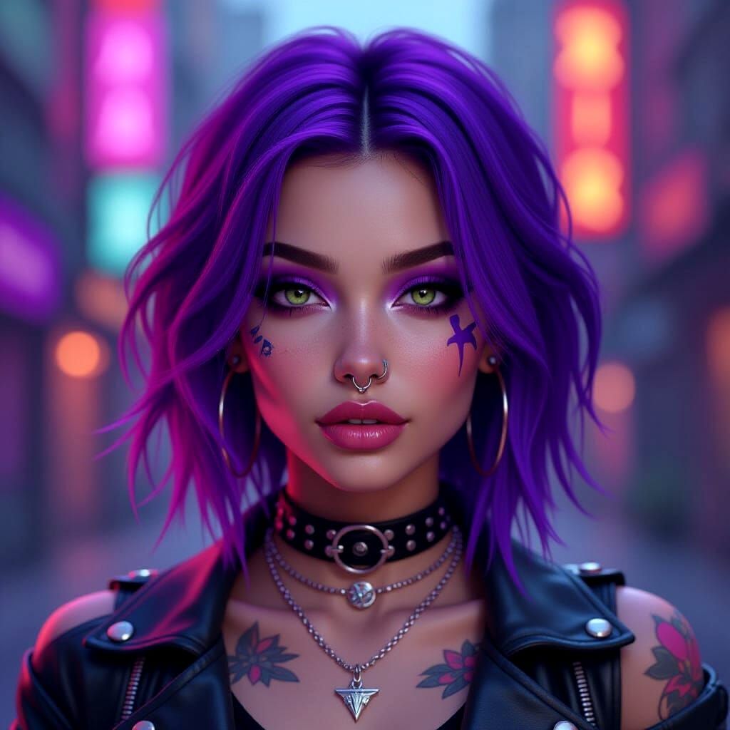 Hyperrealistic Portrait of a Punk Girl
