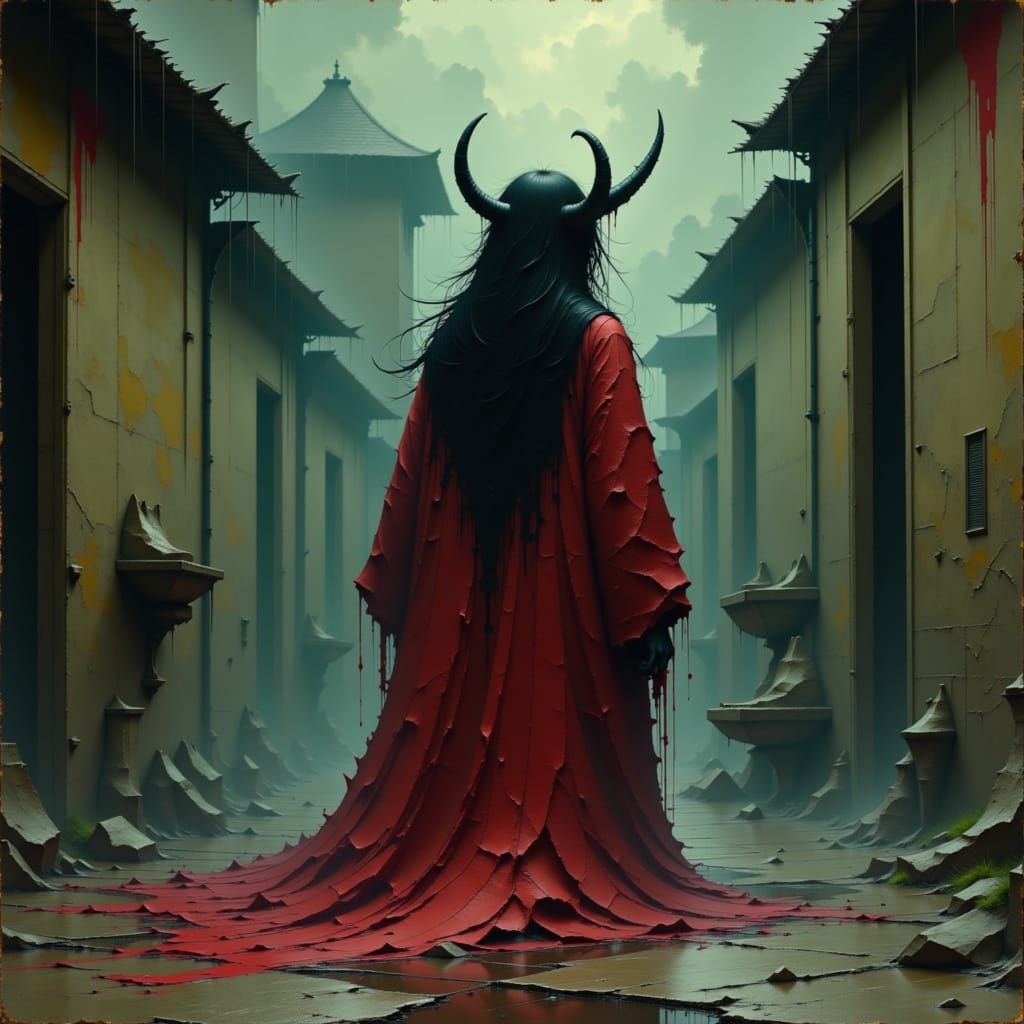 Aka Manto Demon in Bathhouse, Biomechanical Art